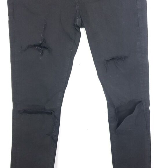 American Eagle Jeans Womens 6 Long High Rise Jeggings Ripped Distressed Black - Picture 3 of 11